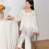 Lace-Trimmed Solid Ice Silk Pyjama Set