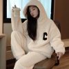 Coral Fleece Lounge Set with Hood