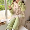 Cozy Two-Tone Pajama Set with Paw Details
