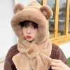 Adorable Bear Ear Plush Hooded Scarf with Bow