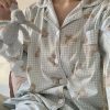 Plaid Teddy Bear Cotton Pajama Set