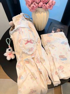 Deer Velvet Brushed Fabric Little Angels Pajama Set