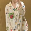 Deer Velvet Brushed Fabric Froggy Pocket Pajama Set