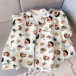 Deer Velvet Brushed Fabric Japanese Cartoon Pajama Set