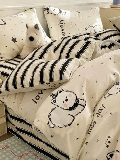 100% Cotton Lovely Bear & Stripes Bedding Set