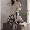 Relaxed Beige Cotton & Polyester Pajama Set
