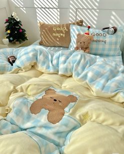 Milk velvet teddy bear bedding set