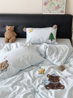 Hugberry 100% Cotton Embroidered Bedding Set