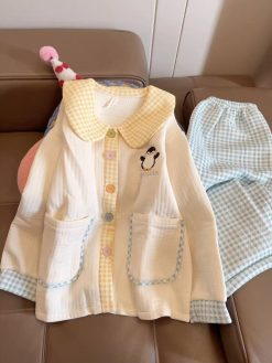 Air-Cotton Penguin Gingham Pyjama Set