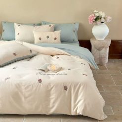 Blue Mist Rose 100% Cotton Sateen Bedding Set